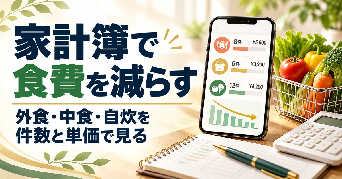 食費を家計簿で減らす手順【2026年】外食・中食・自炊に分けて件数と単価で見る