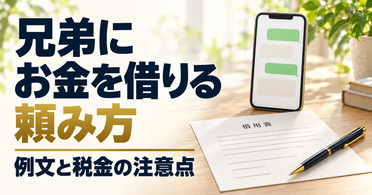 兄弟にお金を借りる頼み方と例文・税金【2026年】親に内緒にしたいとき